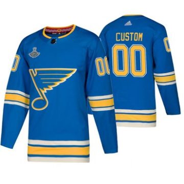 Custom Blues Blue Alternate 2019 Stanley Cup Champions Jersey