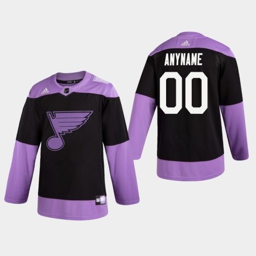 Custom Blues Hockey Fights Cancer Practice Black Jersey