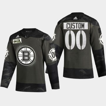 Custom Boston Bruins 2021 Military Appreciation Night Camo Jersey