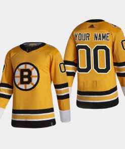Custom Boston Bruins 2021 Season Reverse Retro Pro Special Edition Gold Jersey