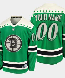 Custom Boston Bruins 2021 St Patrick's Day Green Jersey