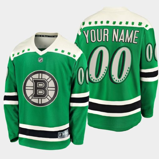 Custom Boston Bruins 2021 St Patrick's Day Green Jersey