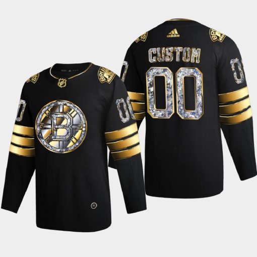 Custom Boston Bruins 2022 Stanley Cup Playoffs Black Diamond Edition Jersey