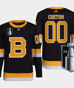 Custom Boston Bruins 2022 Stanley Cup Playoffs Black Pro Jersey
