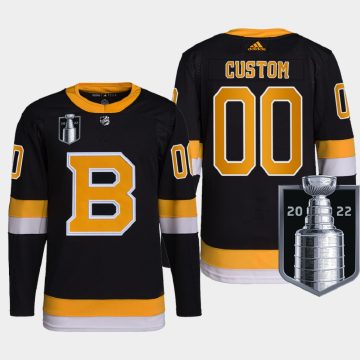 Custom Boston Bruins 2022 Stanley Cup Playoffs Black Pro Jersey