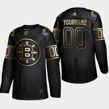 Custom Boston Bruins Black Gold Jersey