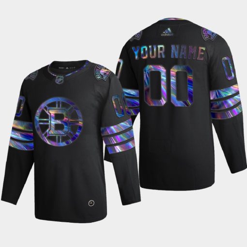 Custom Boston Bruins Iridescent Holographic Black Jersey