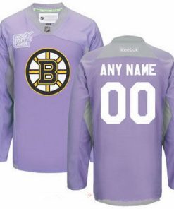 Custom Boston Bruins Purple Pink Hockey Fights Cancer Practice Jersey