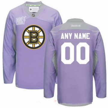 Custom Boston Bruins Purple Pink Hockey Fights Cancer Practice Jersey