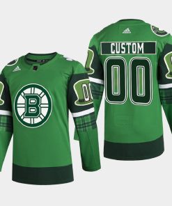 Custom Boston Bruins St Patricks Day Green Warm-up 2022 Jersey