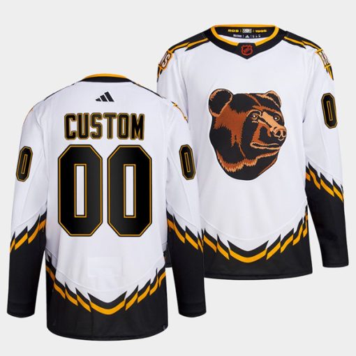 Custom Boston Bruins White 2022 Reverse Retro Stitched Jersey