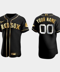 Custom Boston Red Sox Golden Edition Flex Base Jersey Black