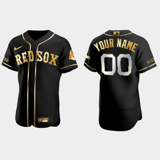 Custom Boston Red Sox Golden Edition Flex Base Jersey Black