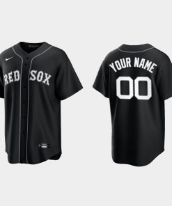 Custom Boston Red Sox 2021 All Black Fashion Cool Base Jersey Black White