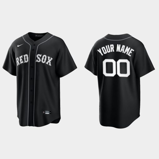 Custom Boston Red Sox 2021 All Black Fashion Cool Base Jersey Black White