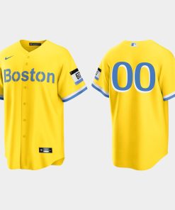 Custom Boston Red Sox 2021 City Connect Cool Base Jersey Gold Light Blue