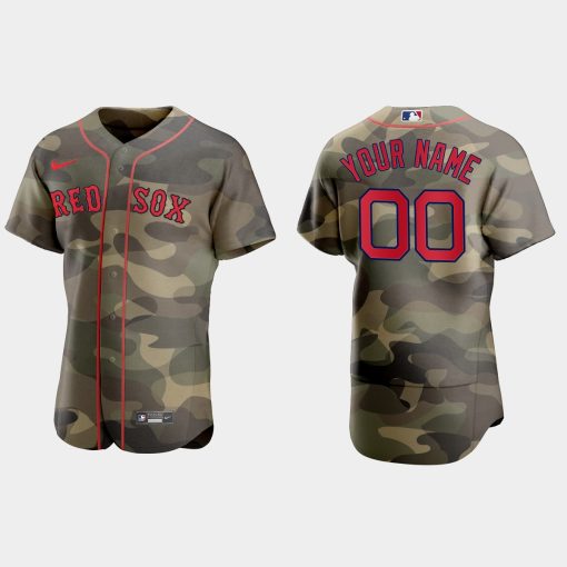 Custom Boston Red Sox 2021 National Armed Forces Day Flex Base Jersey Camo