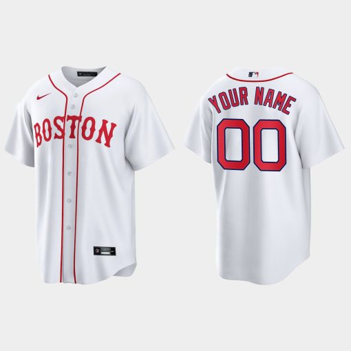 Custom Boston Red Sox 2021 Patriots' Day Cool Base Jersey White