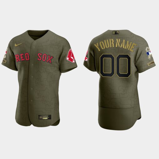 Custom Boston Red Sox 2021 Salute To Service Digital Camo Jersey Green