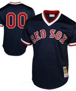 Custom Boston Red Sox Black Mesh Batting Practice Throwback Cooperstown Collection Baseball Jersey