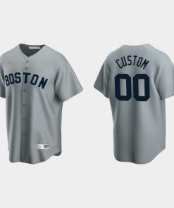 Custom Boston Red Sox Cooperstown Collection Road Jersey Gray