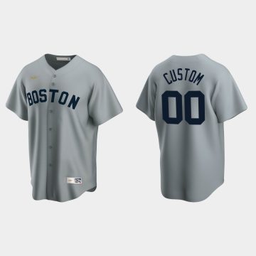 Custom Boston Red Sox Cooperstown Collection Road Jersey Gray