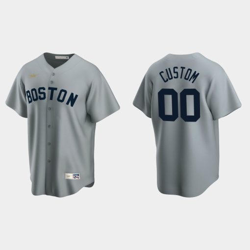 Custom Boston Red Sox Cooperstown Collection Road Jersey Gray