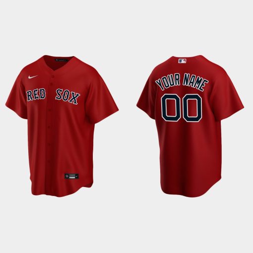 Custom Boston Red Sox Red Cool Base Alternate Jersey