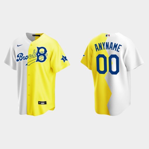 Custom Brooklyn Dodgers 2022 All-star Celebrity Softball Game Split Jersey White Yellow