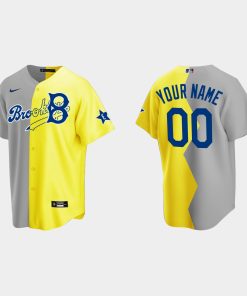 Custom Brooklyn Dodgers 2022 Celebrity Softball Game Split Jersey Gray Yellow