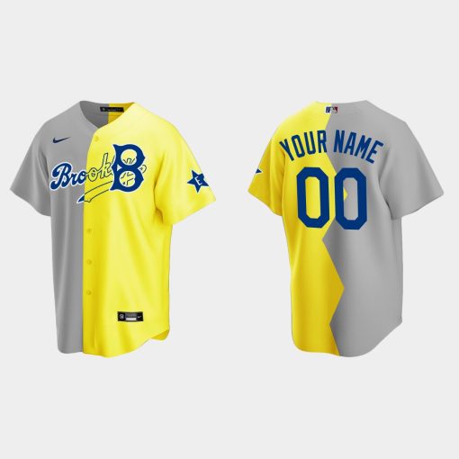 Custom Brooklyn Dodgers 2022 Celebrity Softball Game Split Jersey Gray Yellow