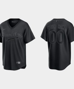 Custom Brooklyn Dodgers Pitch Black Fashion Cool Base Jersey Black