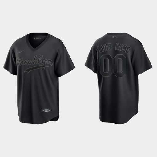 Custom Brooklyn Dodgers Pitch Black Fashion Cool Base Jersey Black