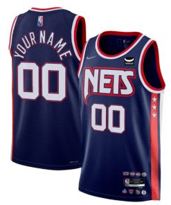 Custom Brooklyn Nets Active Player 2021-2022 Navy Swingman City Edition 75th Anniversary Stitched Basketball Jersey