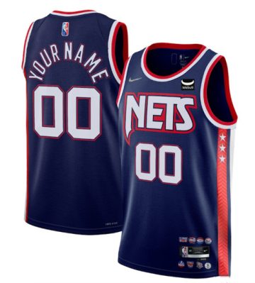 Custom Brooklyn Nets Active Player 2021-2022 Navy Swingman City Edition 75th Anniversary Stitched Basketball Jersey