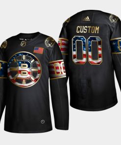 Custom Bruins Independence Day Golden Edition Black Jersey