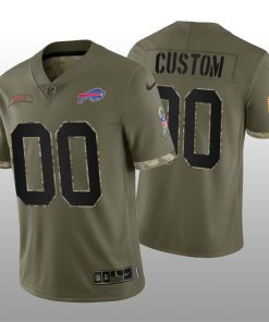 Custom Buffalo Bills Active Player 2022 Olive Salute To Service Limited Stitched Jersey
