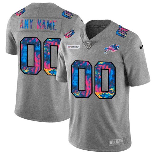 Custom Buffalo Bills Multi Color 2020 Crucial Catch Vapor Untouchable Limited Jersey Grey Heather