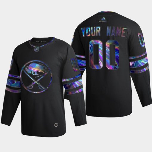 Custom Buffalo Sabres Iridescent Holographic Black Jersey