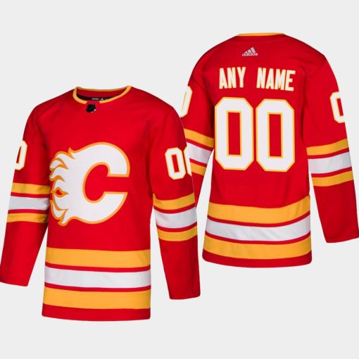 Custom Calgary Flames 2018-19 Red Third Alternate Jersey