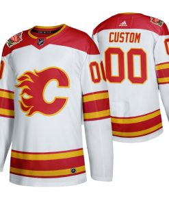 Custom Calgary Flames 2019 Heritage Classic White Jersey