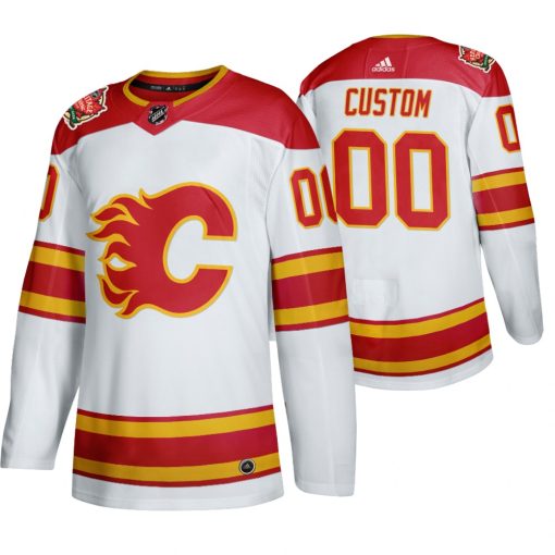 Custom Calgary Flames 2019 Heritage Classic White Jersey