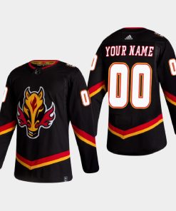 Custom Calgary Flames 2021 Season Reverse Retro Black Jersey