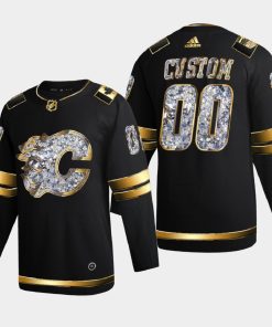 Custom Calgary Flames 2022 Stanley Cup Playoffs Black Diamond Edition Jersey