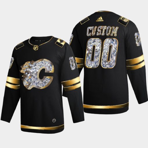 Custom Calgary Flames 2022 Stanley Cup Playoffs Black Diamond Edition Jersey