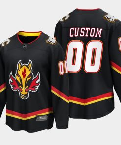 Custom Calgary Flames Alternate Black Jersey Breakaway Player