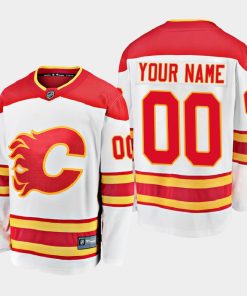 Custom Calgary Flames Away 2020-21 Premier White Jersey