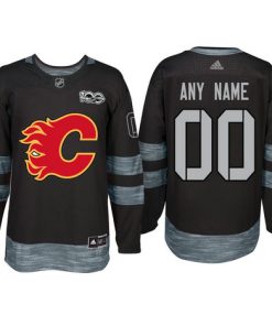 Custom Calgary Flames Black 1917 2017 100th Anniversary Jersey