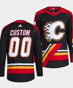 Custom Calgary Flames Black 2022-23 Reverse Retro Stitched Jersey