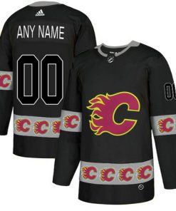 Custom Calgary Flames Black Team Logos Fashion Jersey
